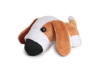 Beyaz arka planda peluş köpek oyuncak