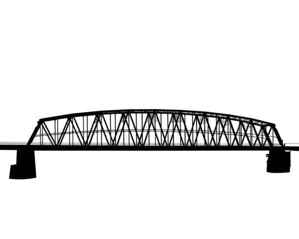 Beyaz Arka Planda Eski Demiryolu Köprüsü — Stok Vektör