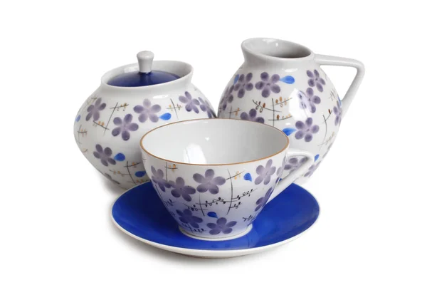 Antique Porcelain Tableware Tea White Background — Stock Photo, Image