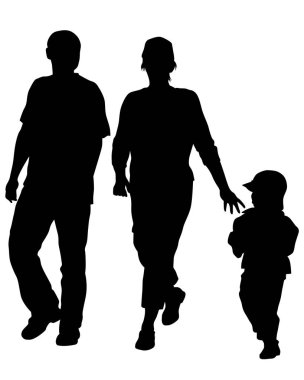 Beyaz arka planda küçük çocuklu ebeveynler