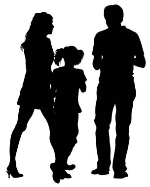 Beyaz arka planda küçük çocuklu ebeveynler