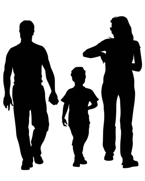 Beyaz Arka Planda Küçük Çocuklu Ebeveynler — Stok Vektör