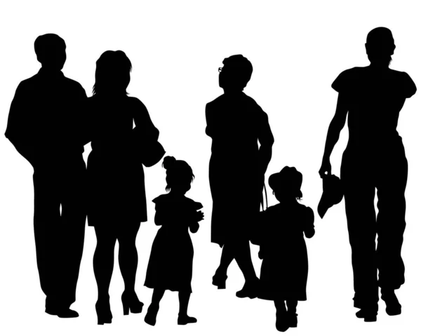 Beyaz Arka Planda Küçük Çocuklu Ebeveynler — Stok Vektör