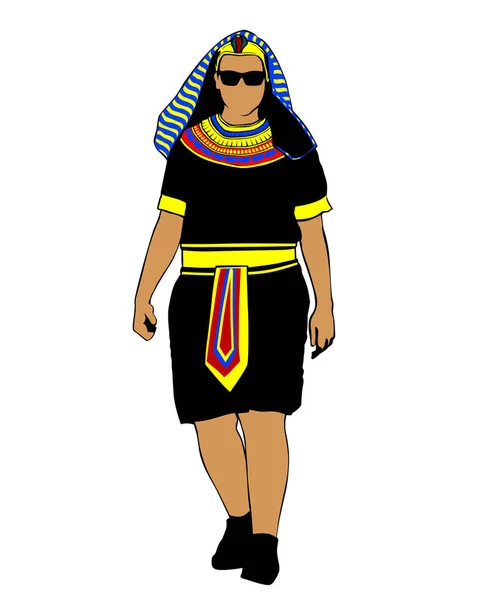 Jeune Homme Costume Pharaon Sur Fond Blanc — Image vectorielle