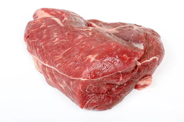 Pezzi Carne Rossa Tritata Fondo Bianco — Foto Stock