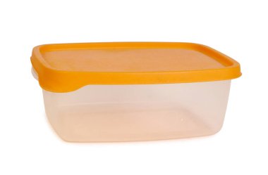 Şeffaf plastik kaplar. Beyaz arkaplandaki izole nesneler