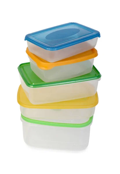 Transparante Plastic Containers Geïsoleerde Objecten Een Witte Achtergrond — Stockfoto