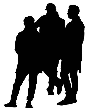 Sokaktaki büyük kalabalıklar. Beyaz arka planda izole edilmiş siluet