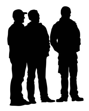 Sokaktaki gençler kalabalıklaşıyor. Beyaz arka planda izole edilmiş siluet