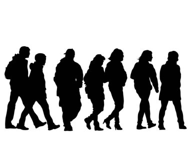 Beyaz arka planda yürüyen kadın ve erkek