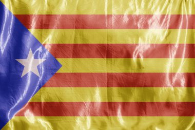 Eyalet bayrağı rüzgarda dalgalanıyor. Tekstil üzerine renkli arkaplan