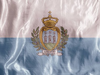 Eyalet bayrağı rüzgarda dalgalanıyor. Tekstil üzerine renkli arkaplan