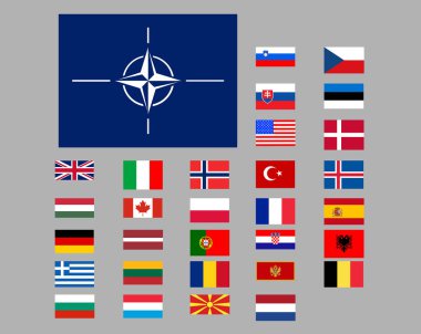 NATO ülkelerinin bayrakları var. Ayrı nesneler