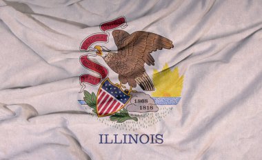 Amerikan devletinin bayrağı rüzgarda dalgalanıyor. Kumaşın renkli arkaplanı