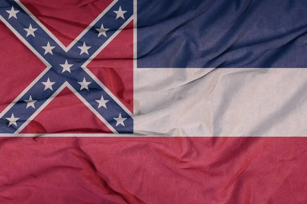 Vlajka Amerického Státu Vlaje Větru Barvené Pozadí Tkanině — Stock fotografie