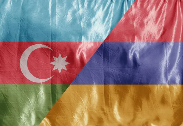 Banderas Armenia Azerbaiyán Sobre Fondo Textil — Foto de Stock