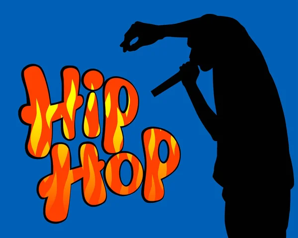 Młody Człowiek Mikrofonem Czyta Rap Stylizowany Obraz Temat Hip Hop — Wektor stockowy