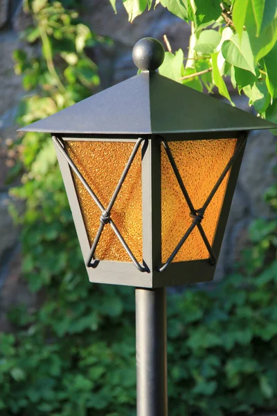 Retro Straat Stad Licht Lamp Wit Oranje Glas — Stockfoto