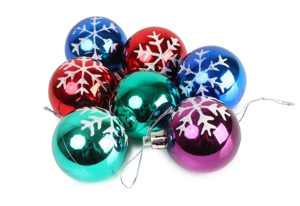 Glazen Kerstballen Geïsoleerde Objecten Witte Achtergrond — Stockfoto