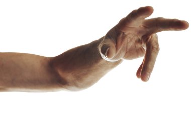 Beyaz arkaplanda insan el işareti izole edildi