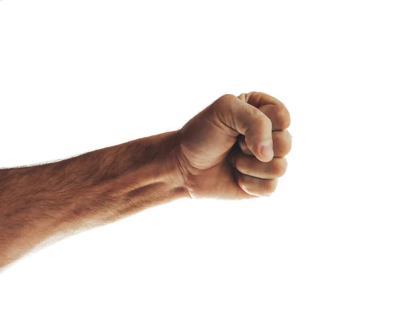 Male Hand Showing Fist Isolated White Background — Stock Photo, Image