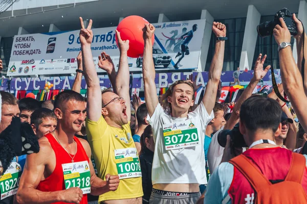Września 2018 Mińsk Białoruś Pół Maraton Mińsk 2018 Grupa Ludzi — Zdjęcie stockowe