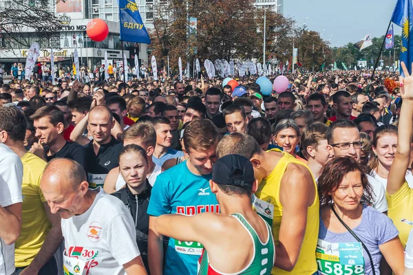 Září 2018 Minsk Bělorusko Půl Maraton Minsk 2018 Skupina Lidí — Stock fotografie