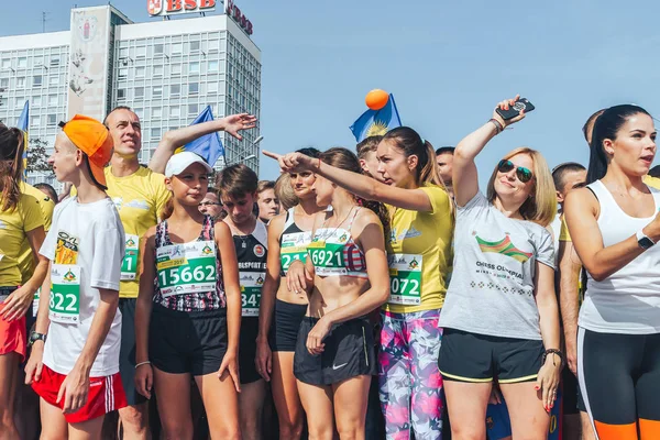 Settembre 2018 Minsk Bielorussia Mezza Maratona Minsk Gruppo Persone Che — Foto Stock