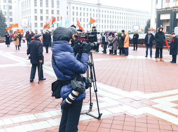 Novembre 2018 Minsk Biélorussie Prise Vue Caméraman Anniversaire Grande Révolution — Photo