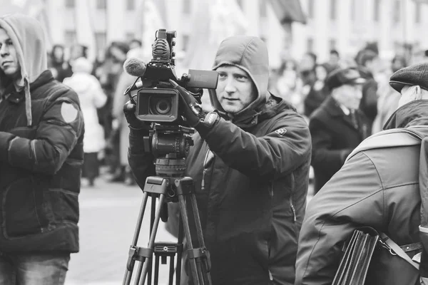 November 2018 Minsk Weißrussland Kameramann Dreht Jahrestag Der Großen Sozialistischen — Stockfoto