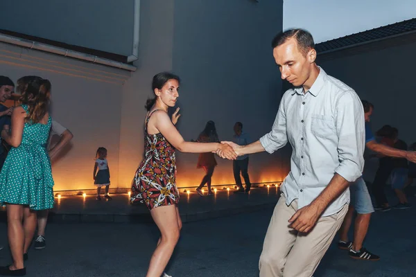 Agosto 2018 Minsk Bielorrusia Hombre Mujer Bailando Durante Evento — Foto de Stock