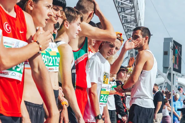 September 2018 Minsk Vitryssland Halvmarathon Minsk Gruppen Människor Som Gör — Stockfoto