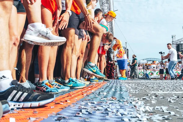 Setembro 2018 Minsk Belarus Meia Maratona Minsk Grupo Pessoas Fazendo — Fotografia de Stock