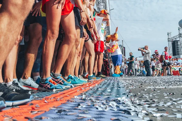 Eylül 2018 Minsk Beyaz Rusya Yarı Maraton Minsk Grup Insan — Stok fotoğraf