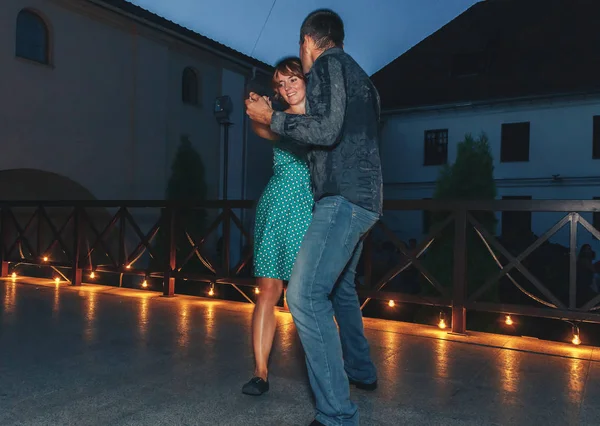 Agosto 2018 Minsk Bielorrusia Hombre Mujer Bailando Durante Evento —  Fotos de Stock