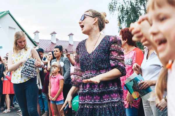 Setembro 2018 Minsk Belarus Festas Rua Cidade Noite — Fotografia de Stock