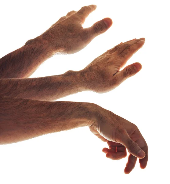 Обрезанный Снимок Мужских Рук Изолированных Белом — стоковое фото
