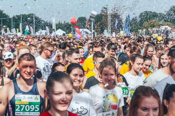 September 2018 Minsk Vitryssland Halv Marathon Minsk 2018 Stor Grupp — Stockfoto