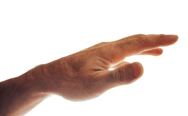 男性の手が白で隔離のクロップ撮影 — ストック写真