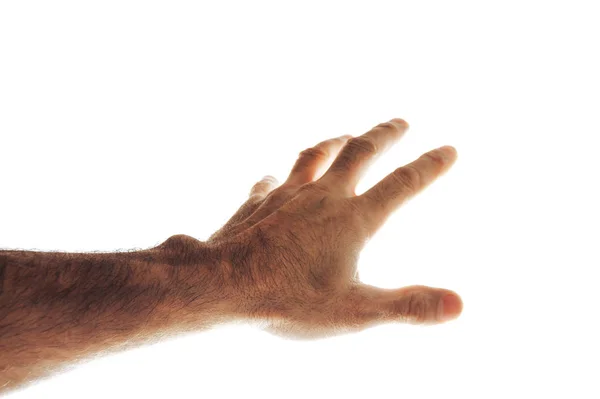 Tiro Cortado Mão Masculina Isolado Branco — Fotografia de Stock