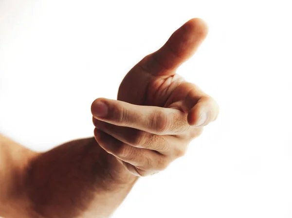 Обрізаний Знімок Жесту Чоловічої Руки Ізольовано Білому — стокове фото
