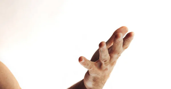 Cropped Shot Male Hand Gesturing Isolated White — Stock Photo, Image
