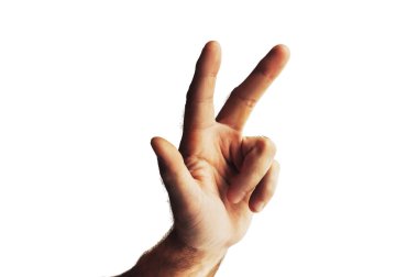 atış el üç parmak üzerinde beyaz izole gösterilen kırpılmış