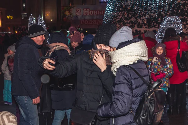 Dezembro 2018 Minsk Bielorrússia Celebrações Ano Novo Praça Cidade Pessoas — Fotografia de Stock