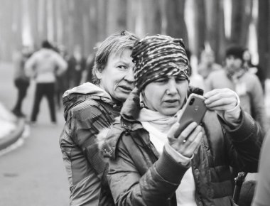 9 Şubat 2019 - Minsk, Beyaz Rusya: Qahanna koşuya 14 Şubat için özel. birçok insan yolda