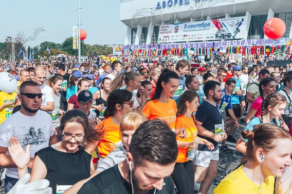 Września 2018 Mińsk Białoruś Half Marathon Mińsk 2018 Duża Grupa — Zdjęcie stockowe