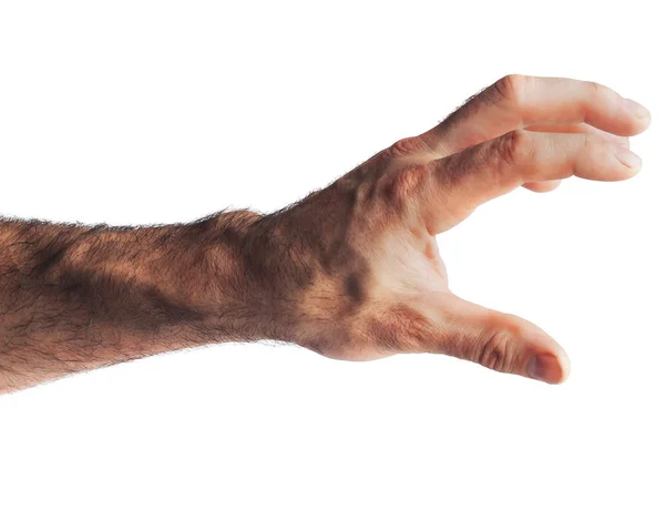 Bijgesneden Schot Van Mannenhand Gebaren Geïsoleerd Wit — Stockfoto