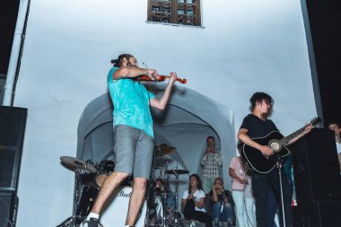 1 Eylül 2018 Minsk Beyaz Rusya sokak Şenlikleri akşam şehrin