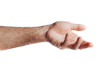Use a hand gesture as a symbol of taking something by handled with quietly.