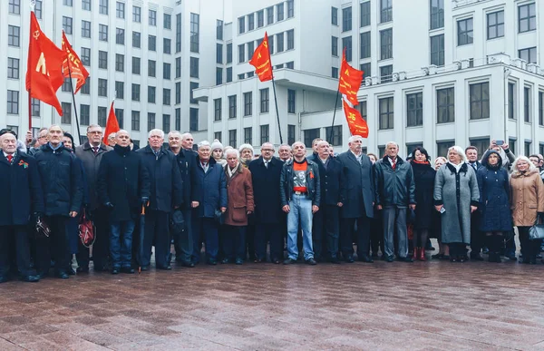 Novembro 2018 Minsk Belarus Aniversário Grande Revolução Socialista Outubro Grupo — Fotografia de Stock
